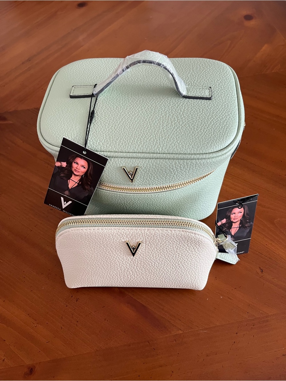 NWT Mint Green Train Case and matching Cosmetic Case